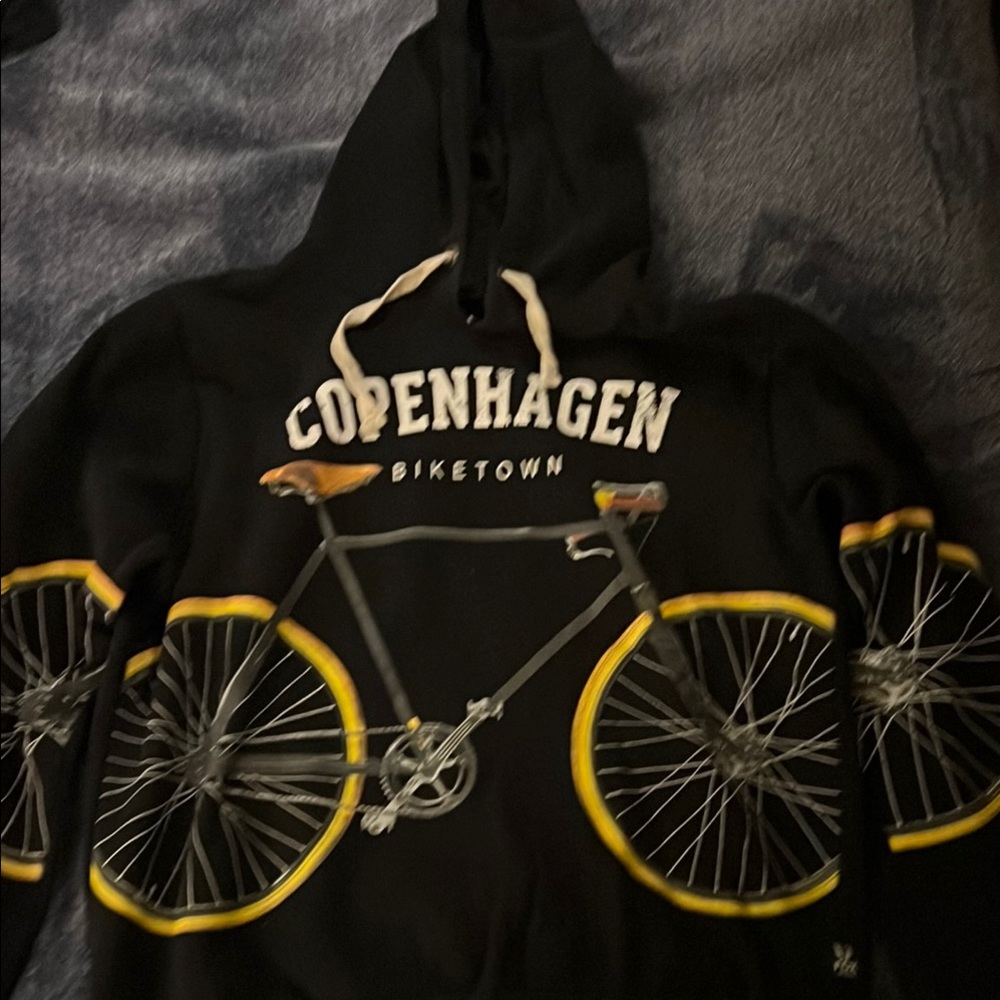 Black Copenhagen Biketowm Hoodie with Bicycle Design
